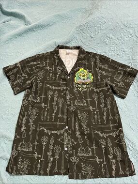 Dungeon Master Olive Green Short-Sleeve Button-Down Shirt